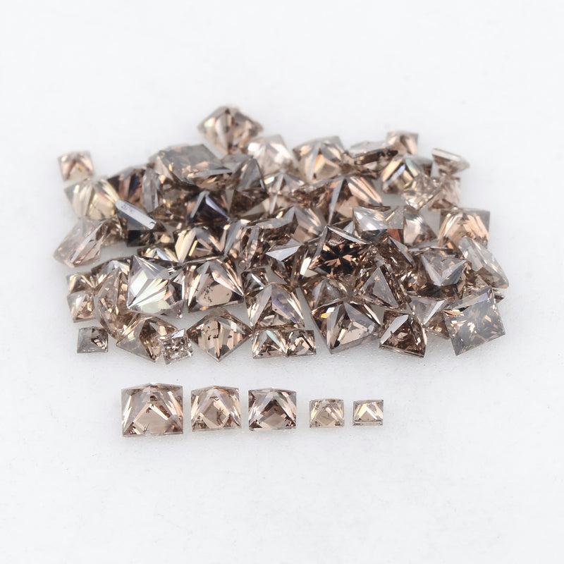 69 pcs Diamond  - 4.3 ct - Square - Brown - SI - I