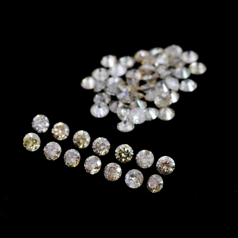 Round Mix Very Light Yellow - Brown Color Diamond 3.42 Carat - AIG Certified