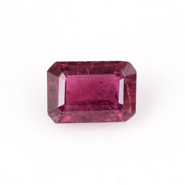 1 pcs Rubellite  - 2 ct - Octagon - Reddish Purple - Transparent