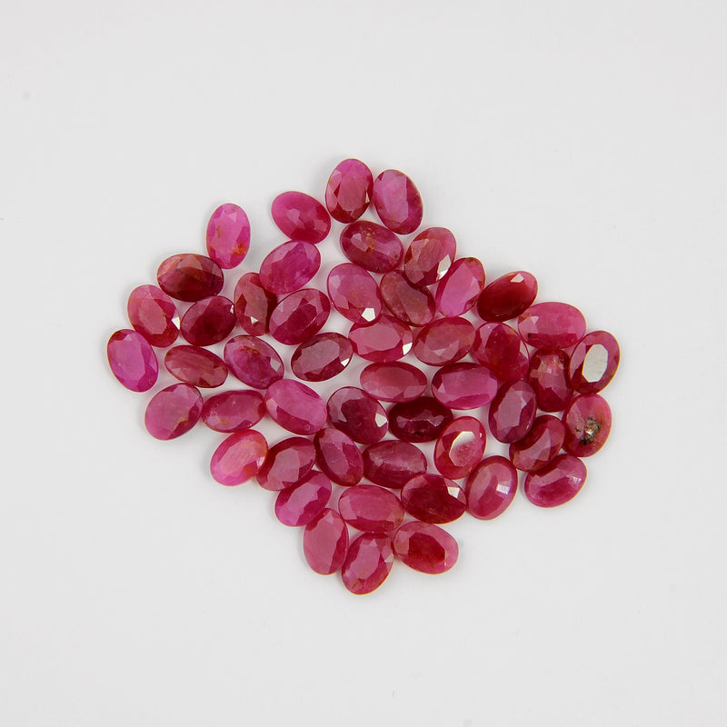 49 pcs Ruby  - 43.78 ct - Oval - Red