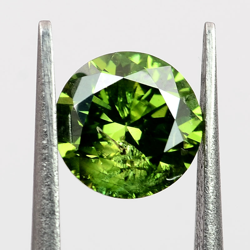 Round Fancy Vivid Green Color Diamond 0.36 Carat - ALGT Certified