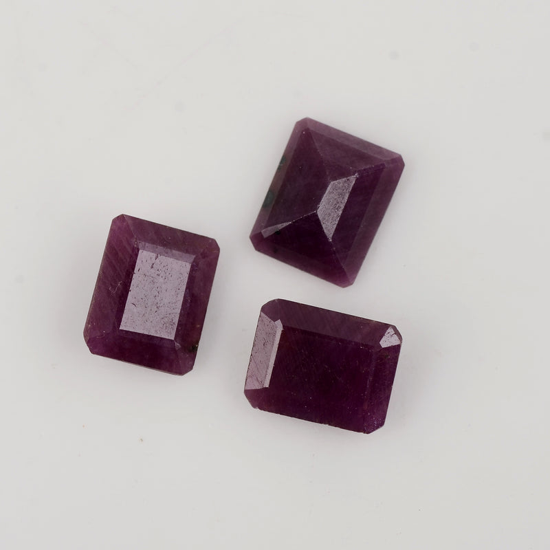 3 pcs Ruby  - 19.4 ct - Octagon - Red