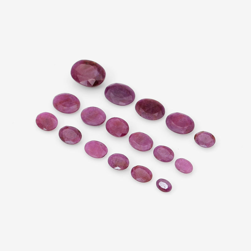 17 pcs Ruby  - 36.12 ct - Oval - Red