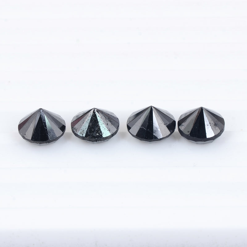 4 pcs Diamond  - 11.94 ct - ROUND - Fancy Black - Not Applicable