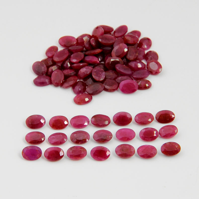 78 pcs Ruby  - 74.9 ct - Oval - Red