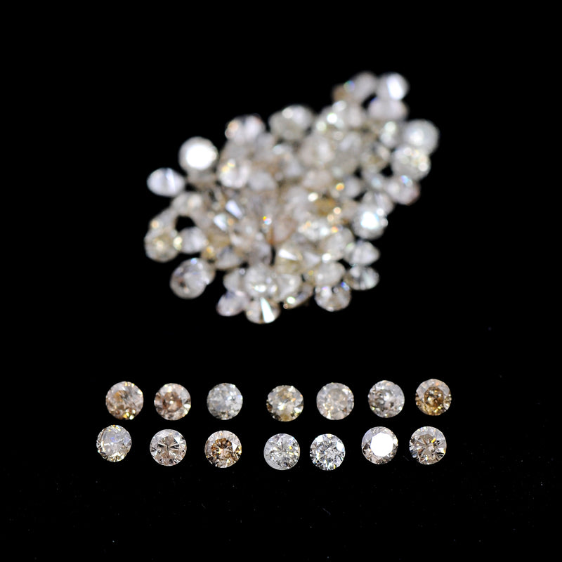 Round Mix Very Light to Light Brown - Yellow Color Diamond 3.04 Carat - AIG Certified