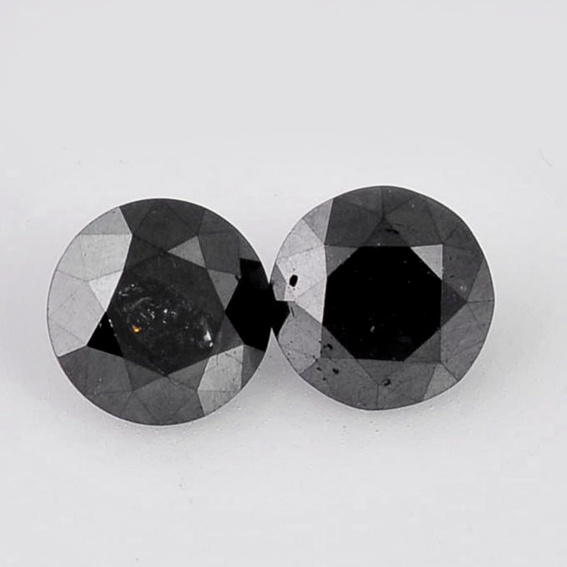 1.70 Carat Brilliant Round Fancy Black Diamonds-AIG Certified