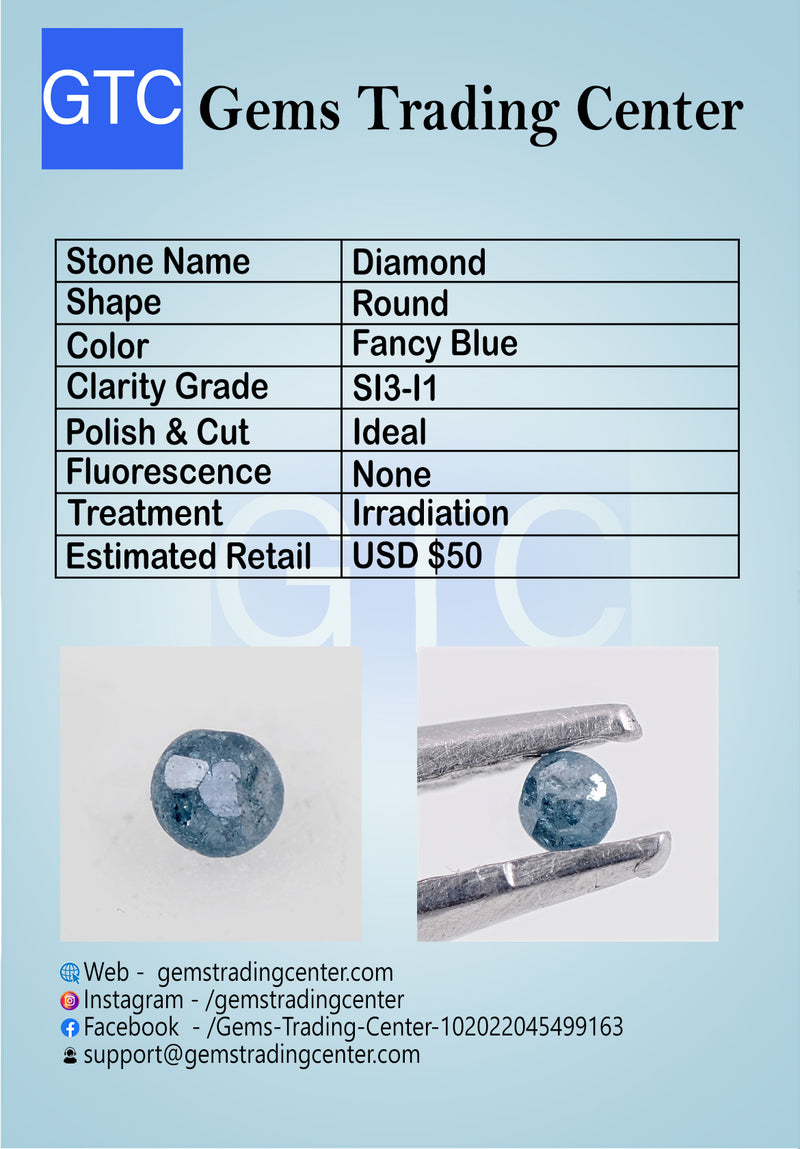 Round Fancy Blue Diamond 0.01 - 1.30 Carat