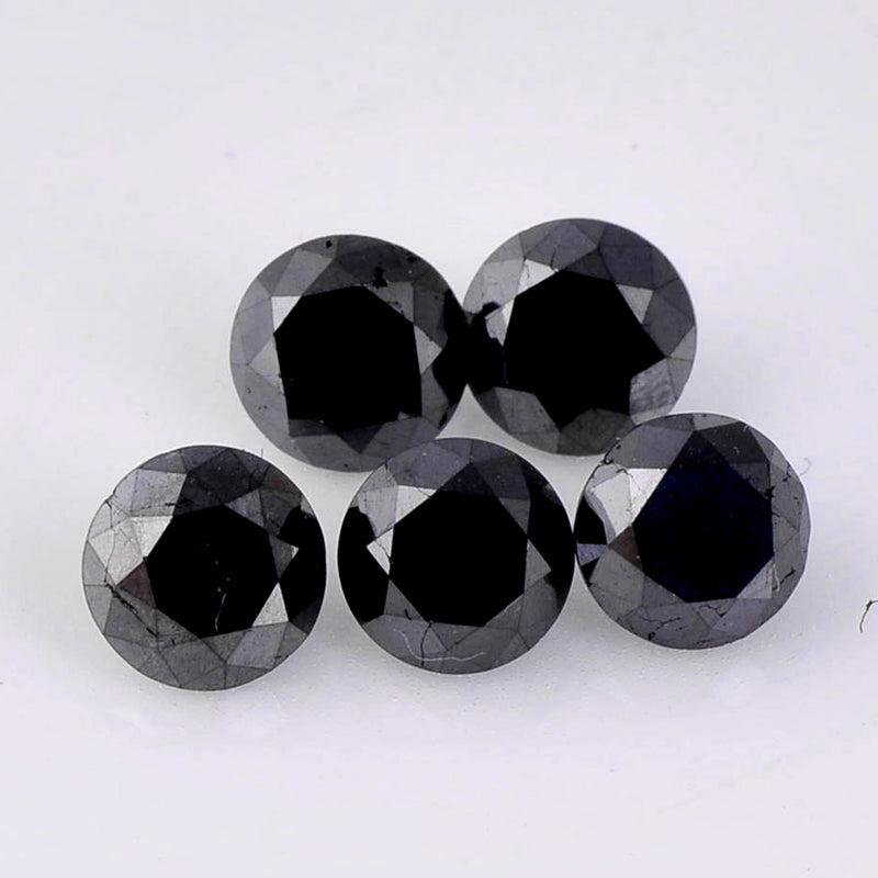 4.20 Carat Brilliant Round Fancy Black Diamonds-AIG Certified