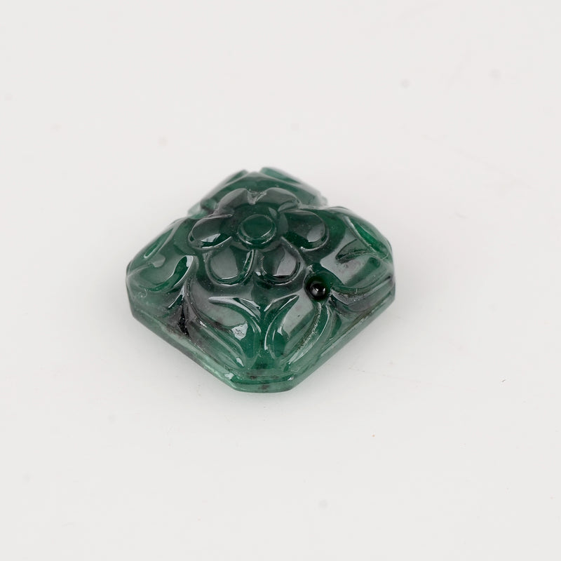 1 pcs Emerald  - 12.53 ct - Carving - Green - Transparent