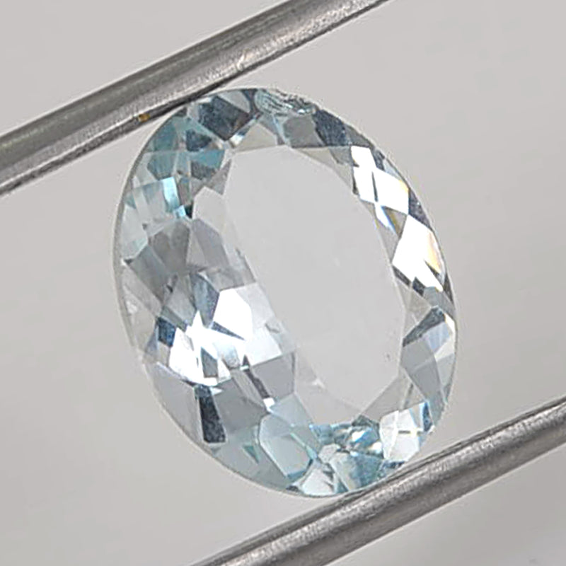 3.65 Carat Blue Color Oval Aquamarine Gemstone