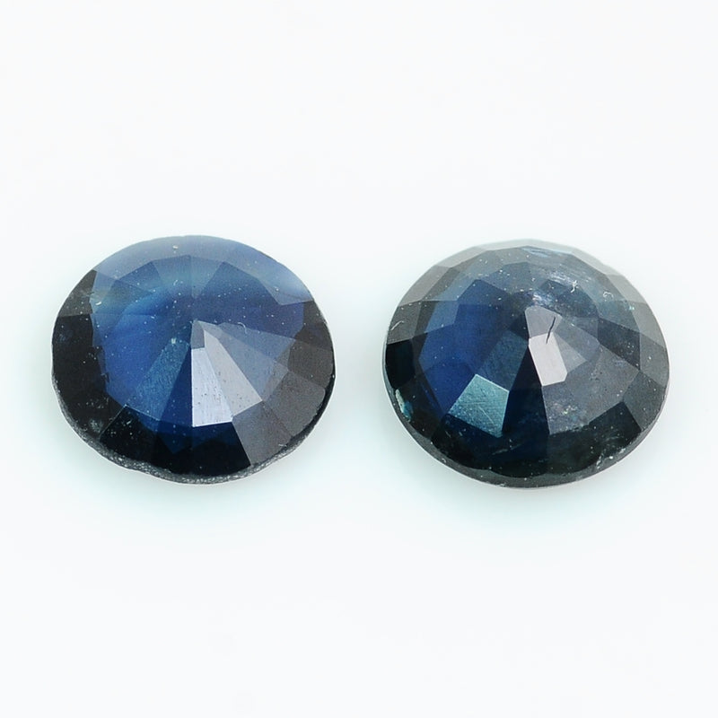 2 pcs Sapphire  - 1.14 ct - ROUND - Blue
