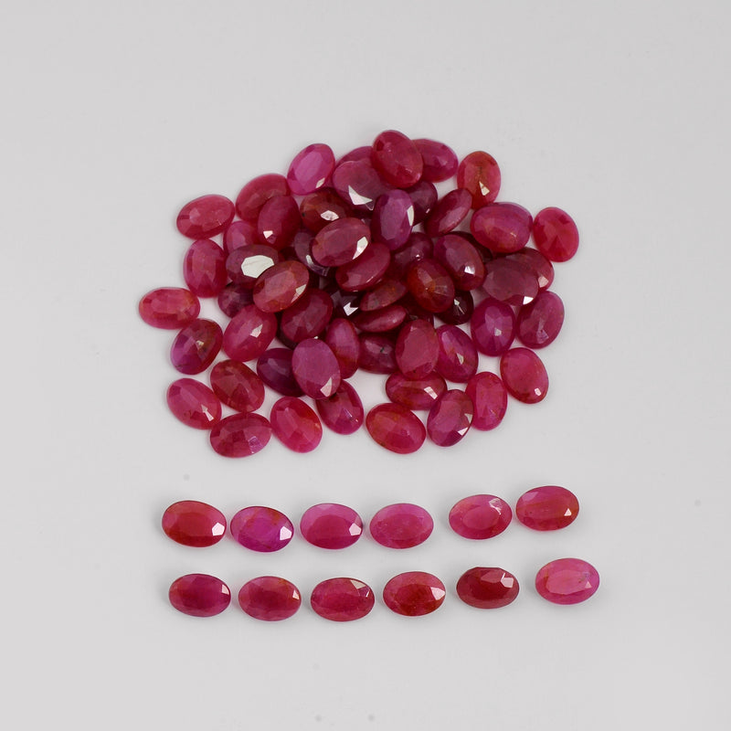 73 pcs Ruby  - 70.84 ct - Oval - Red
