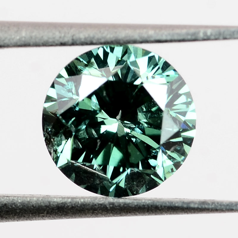 Round Fancy Vivid Green Color Diamond 0.44 Carat - ALGT Certified