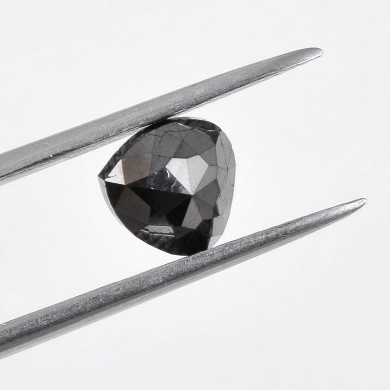 1.73 Carat Rose Cut Pear Fancy Black Diamond-AIG Certified