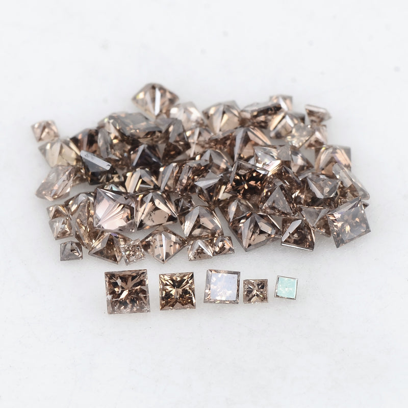 69 pcs Diamond  - 4.3 ct - Square - Brown - SI - I