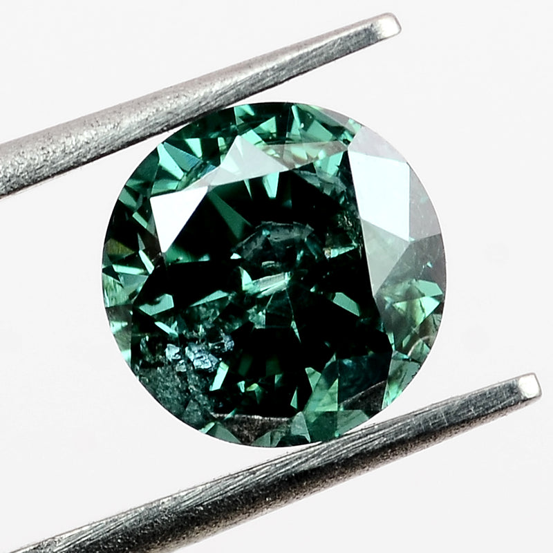 Round Fancy Vivid Green Color Diamond 0.34 Carat - ALGT Certified
