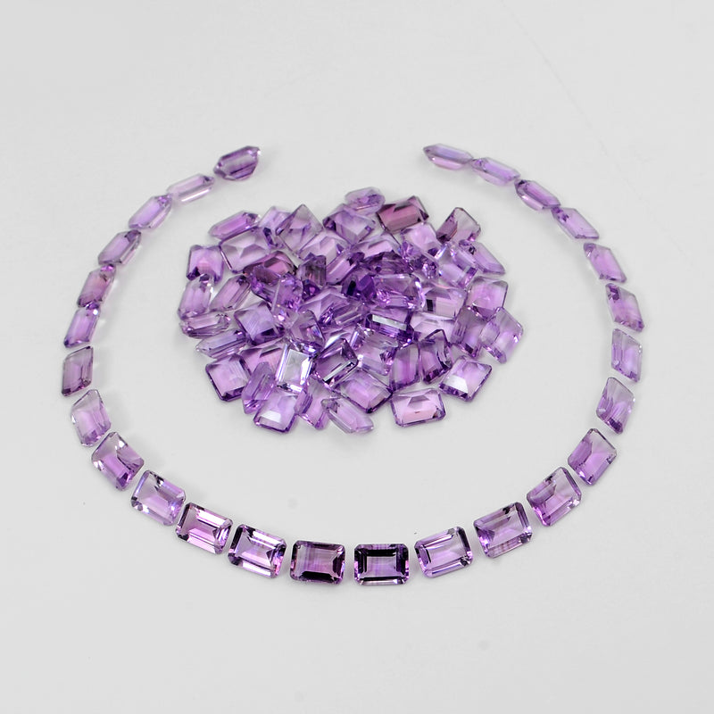 Octagon Purple Color Amethyst Gemstone 111.86 Carat