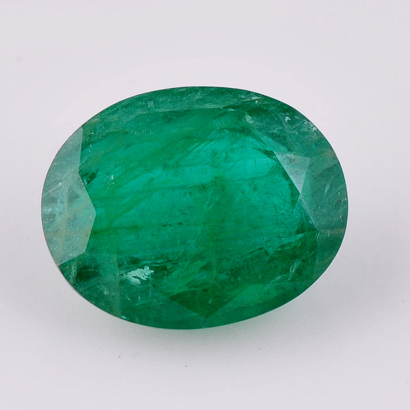 Oval Green Color Emerald Gemstone 6.72 Carat - IGI Certified
