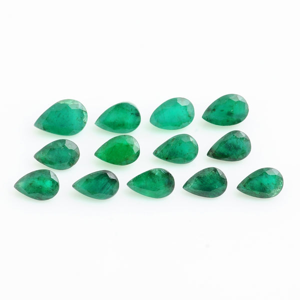 13 pcs Emerald  - 5.07 ct - Pear - Green