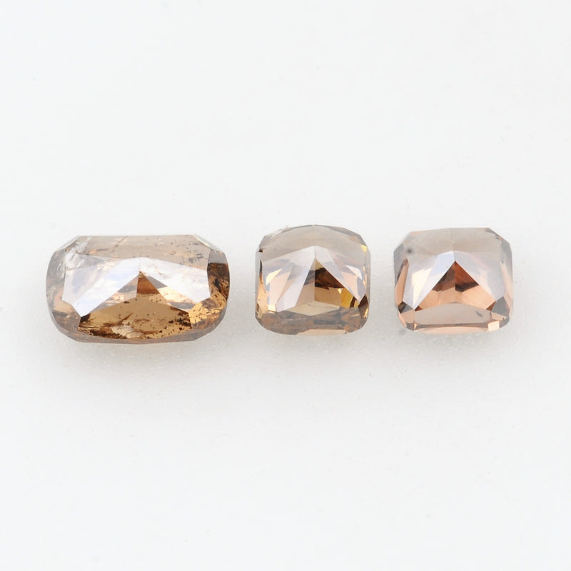 3 pcs Diamond  - 0.79 ct - Cushion - Fancy Brown - VS - I