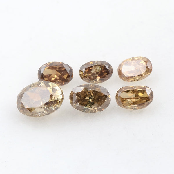 6 pcs DIAMOND  - 0.98 ct - Oval - Natural Fancy Mix Brown - SI - I