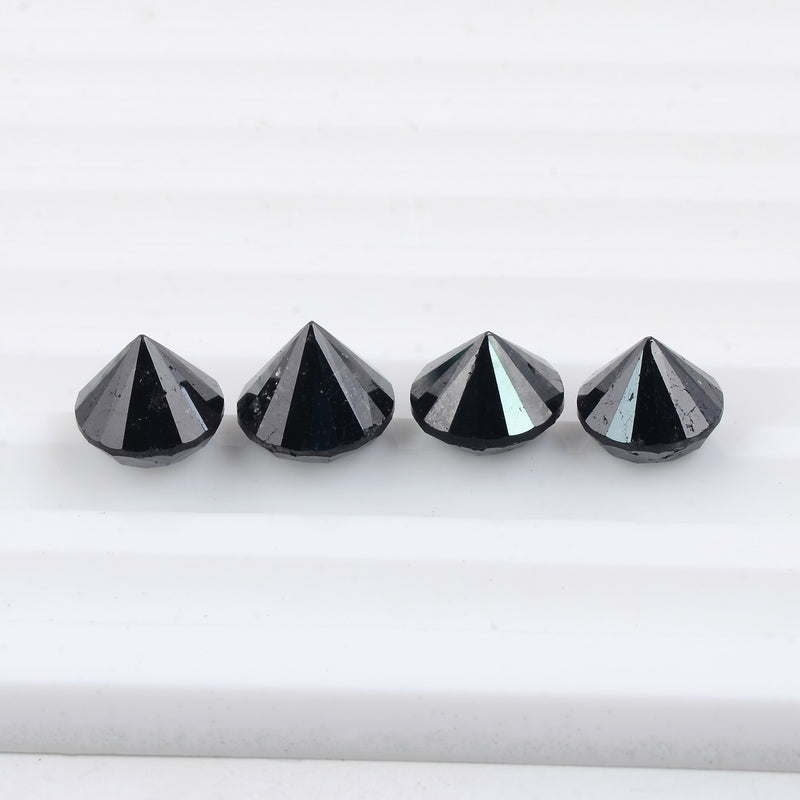 4 pcs Diamond  - 15.78 ct - ROUND - Fancy Black - Not Applicable