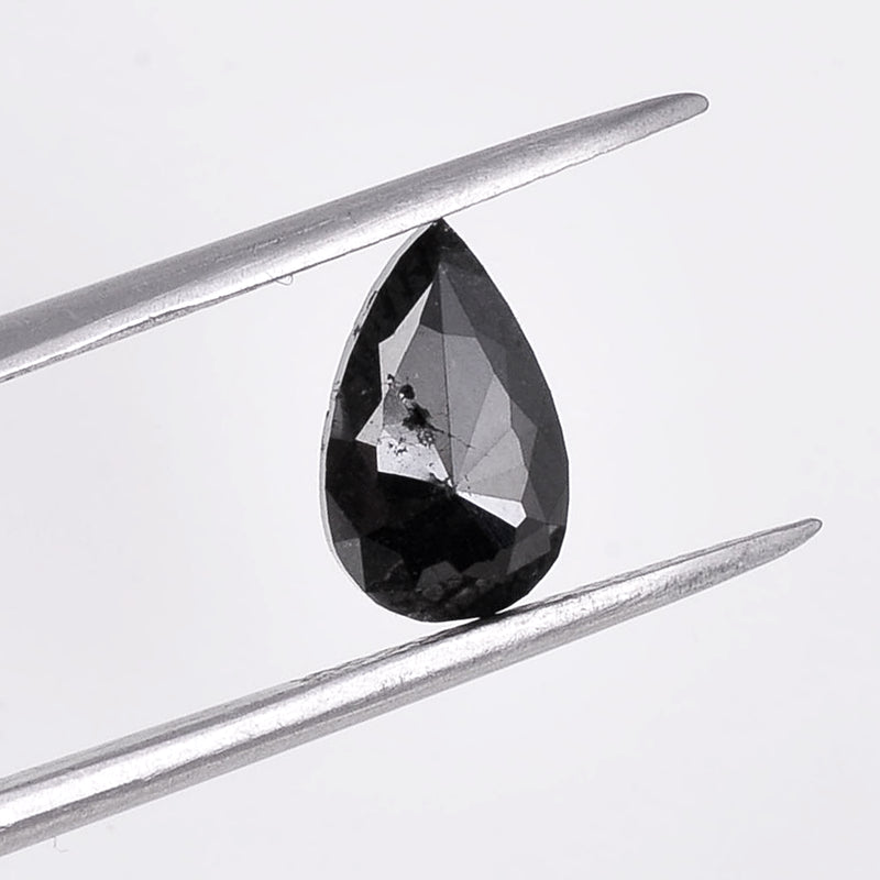 1.91 Carat Rose Cut Pear Fancy Black Diamond-AIG Certified