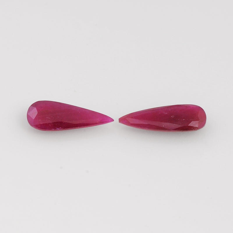 2 pcs Ruby  - 4.32 ct - Pear - Red