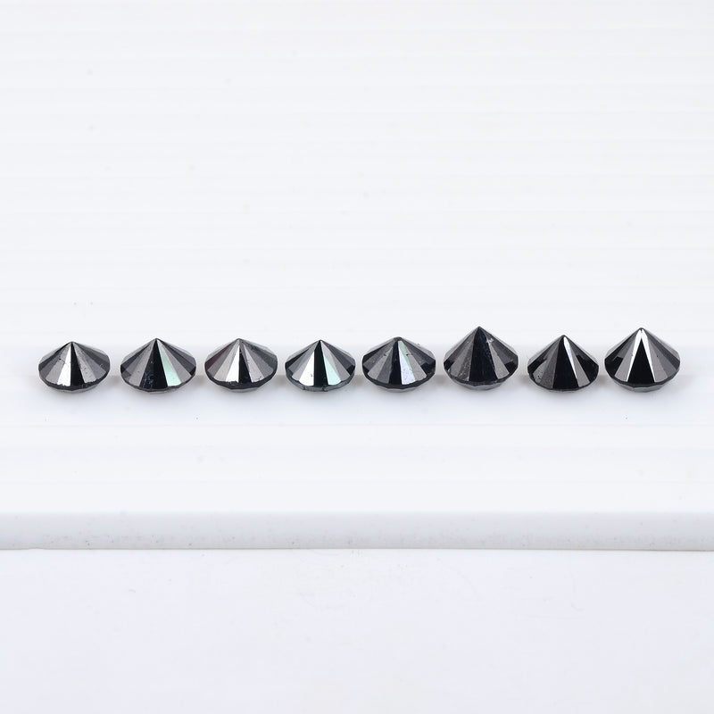 8 pcs Diamond  - 23.25 ct - ROUND - Fancy Black - Not Applicable