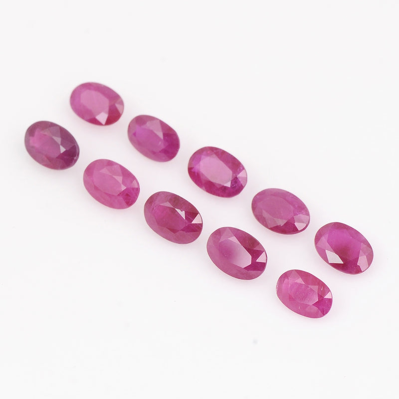 10 pcs Ruby  - 5.35 ct - Oval - Red
