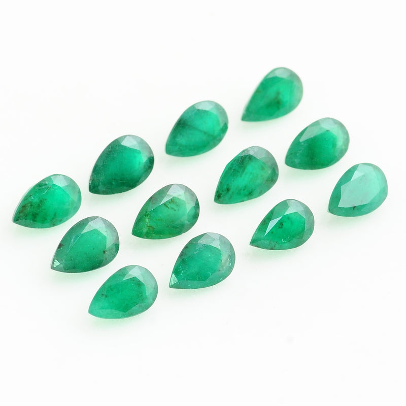 12 pcs Emerald  - 4.83 ct - Pear - Green