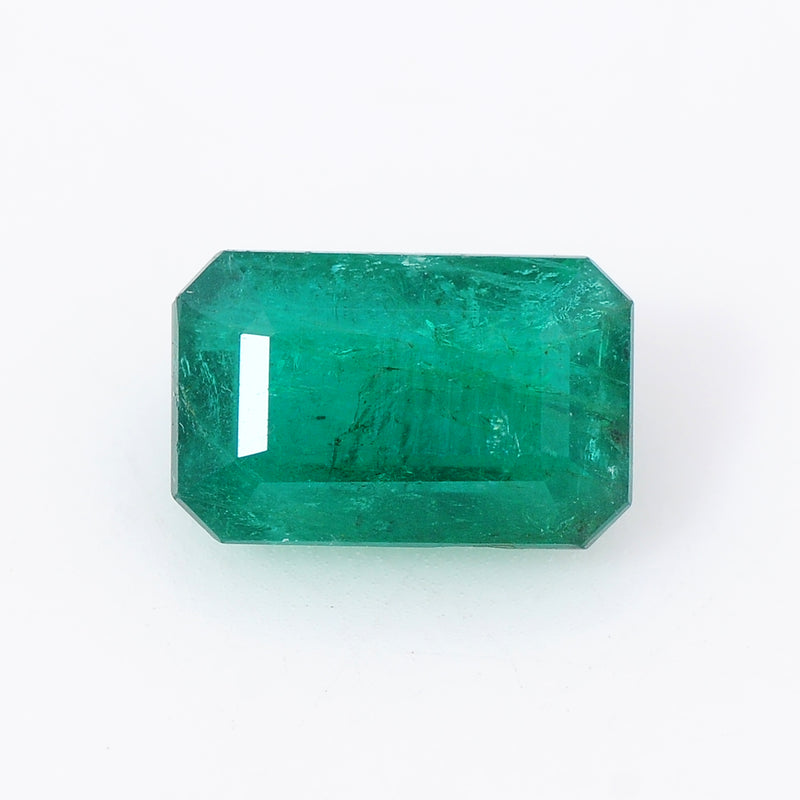 Octagon Green Color Emerald Gemstone 3.60 Carat - ALGT Certified