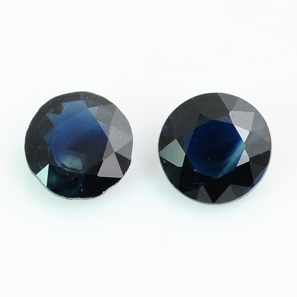 2 pcs Sapphire  - 1.34 ct - ROUND - Blue