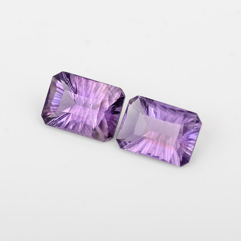 2 pcs Amethyst  - 10.76 ct - Octagon - Purple - Transparent