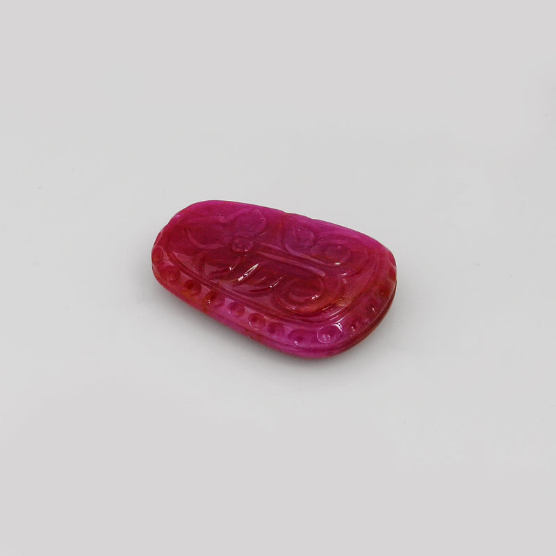Fancy Carving Red Color Ruby Gemstone 37.00 Carat
