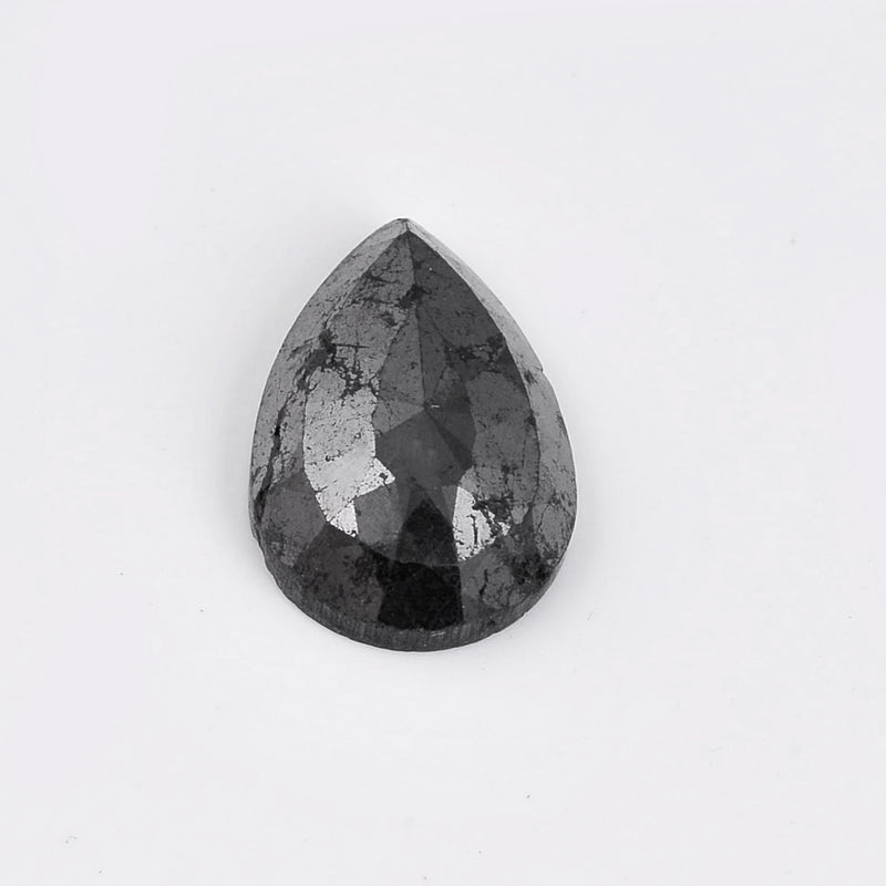 11.68 Carat Rose Cut Pear Fancy Black Diamond-AIG Certified
