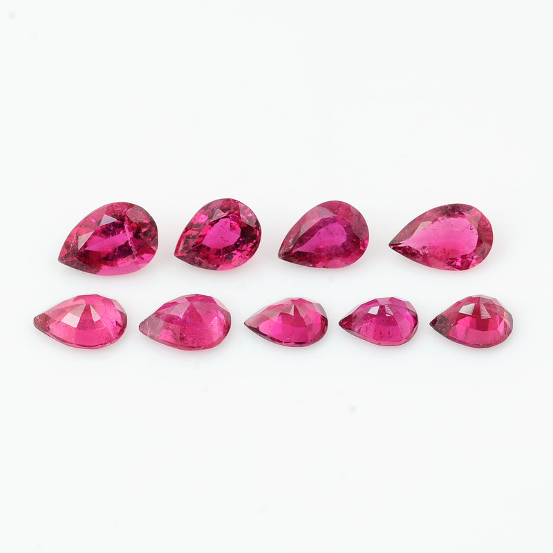 9 pcs Rubellite  - 5.96 ct - Pear - Pink