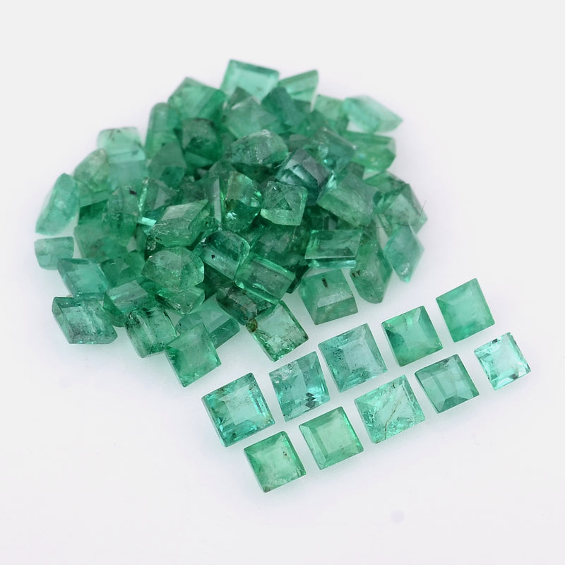 86 pcs Emerald  - 5.14 ct - Square - Green