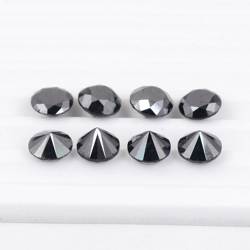 8 pcs Diamond  - 25.43 ct - ROUND - Fancy Black - Not Applicable