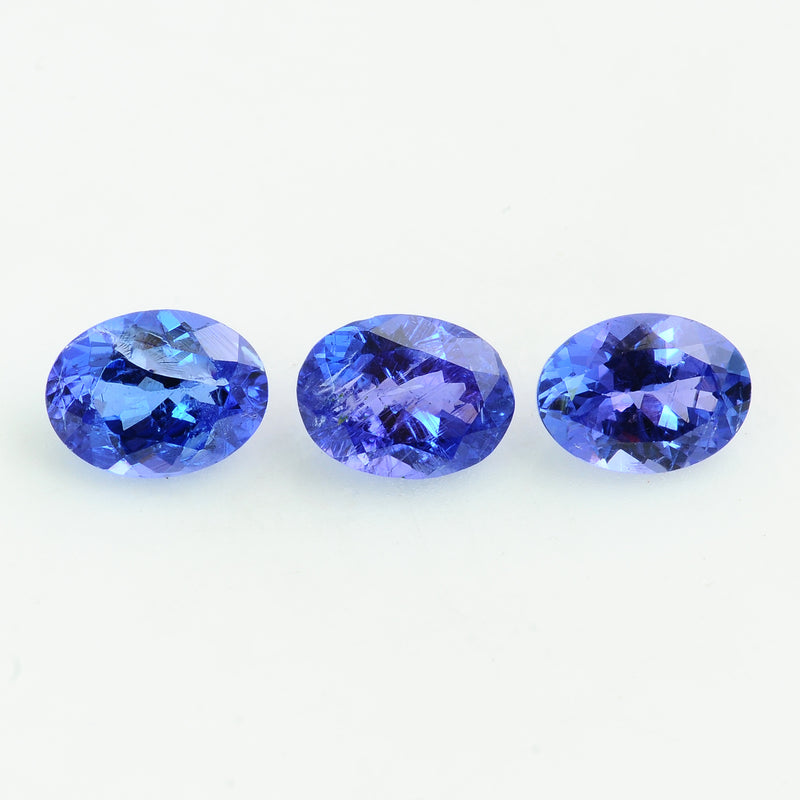 3 pcs Tanzanite  - 3.97 ct - Oval - Violetish Blue