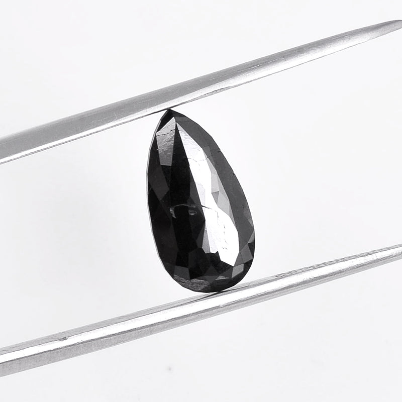 1.70 Carat Rose Cut Pear Fancy Black Diamond-AIG Certified