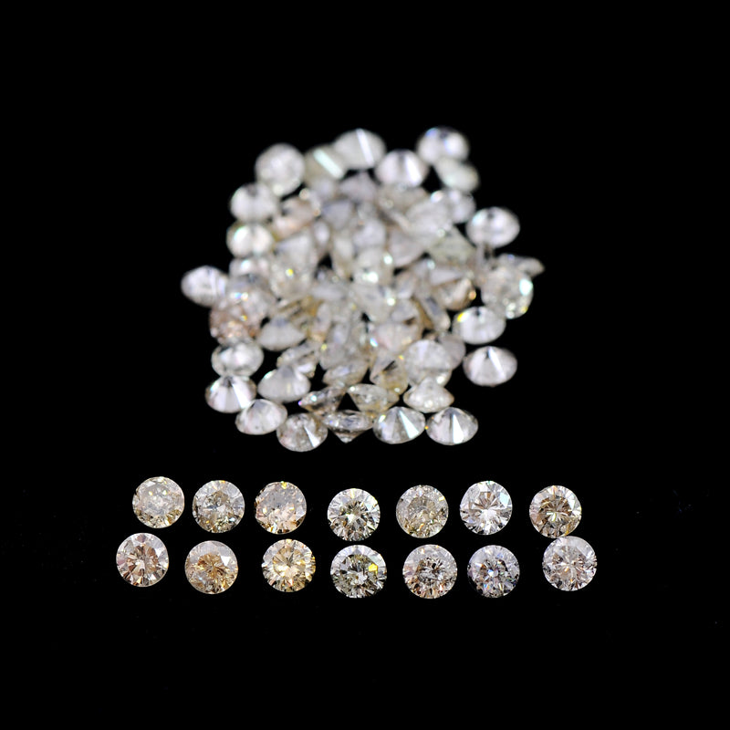 Round Mix Very Light Yellow - Brown Color Diamond 3.32 Carat - AIG Certified