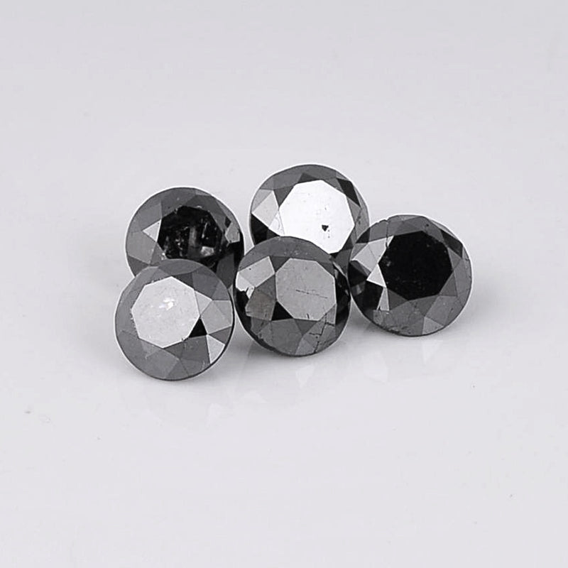 3.76 Carat Brilliant Round Black Diamonds-AIG Certified