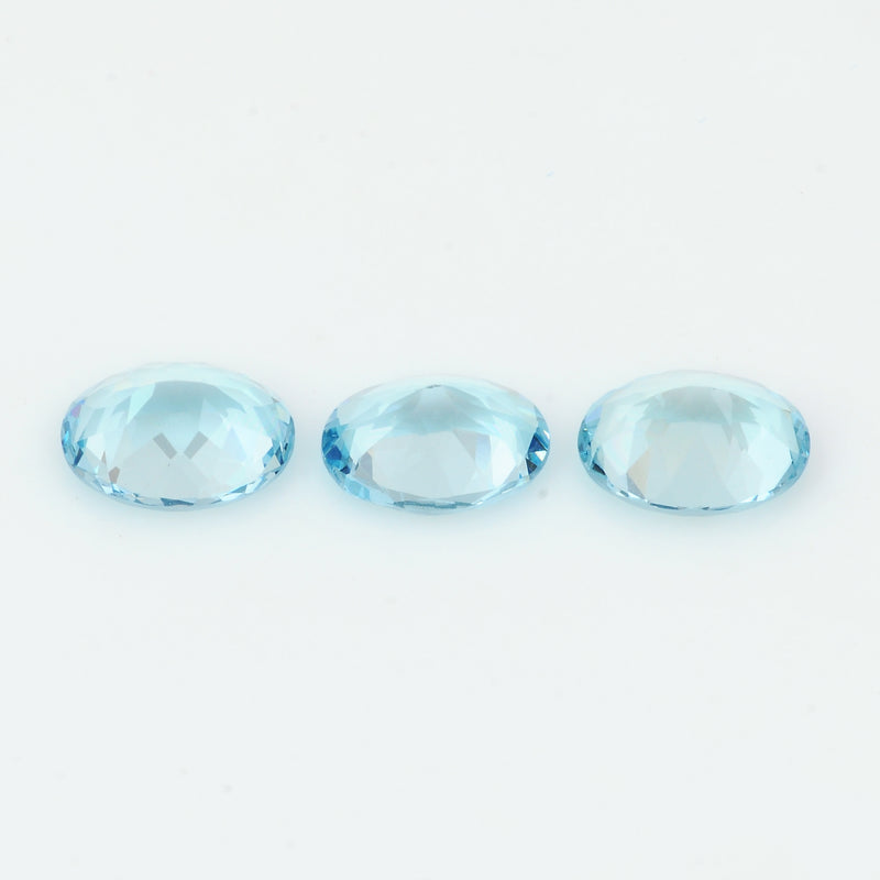 3 pcs Aquamarine  - 3.21 ct - Oval - Greenish Blue - Transparent
