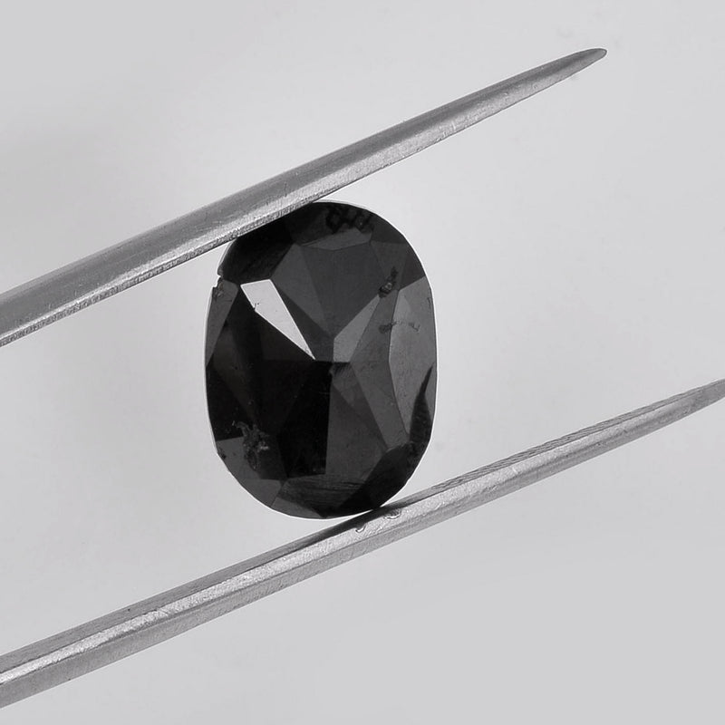 6.80 Carat Rose Cut Oval Fancy Black Diamond-AIG Certified