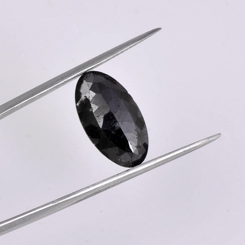 6.89 Carat Rose Cut Oval Fancy Black Diamond-AIG Certified