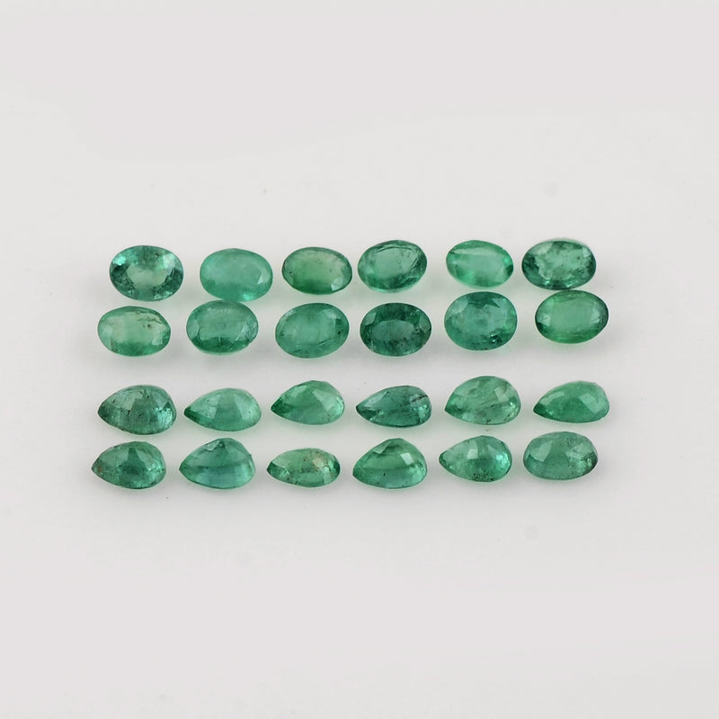 24 pcs Emerald  - 3.98 ct - Oval, Pear - Green