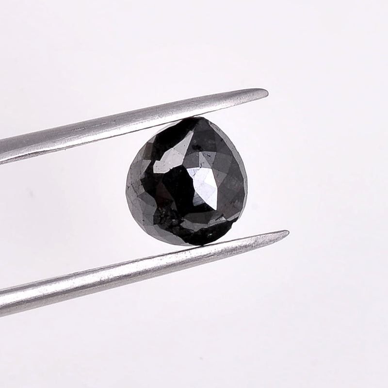 2.07 Carat Rose Cut Pear Fancy Black Diamond-AIG Certified