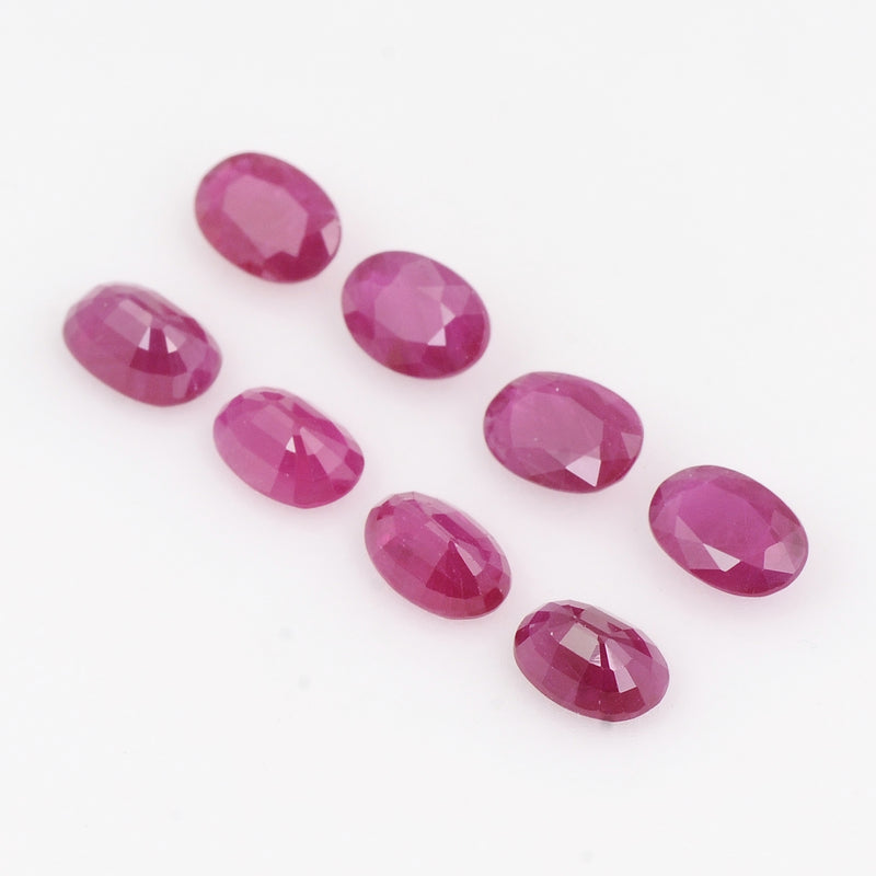 8 pcs Ruby  - 4.8 ct - Oval - Red
